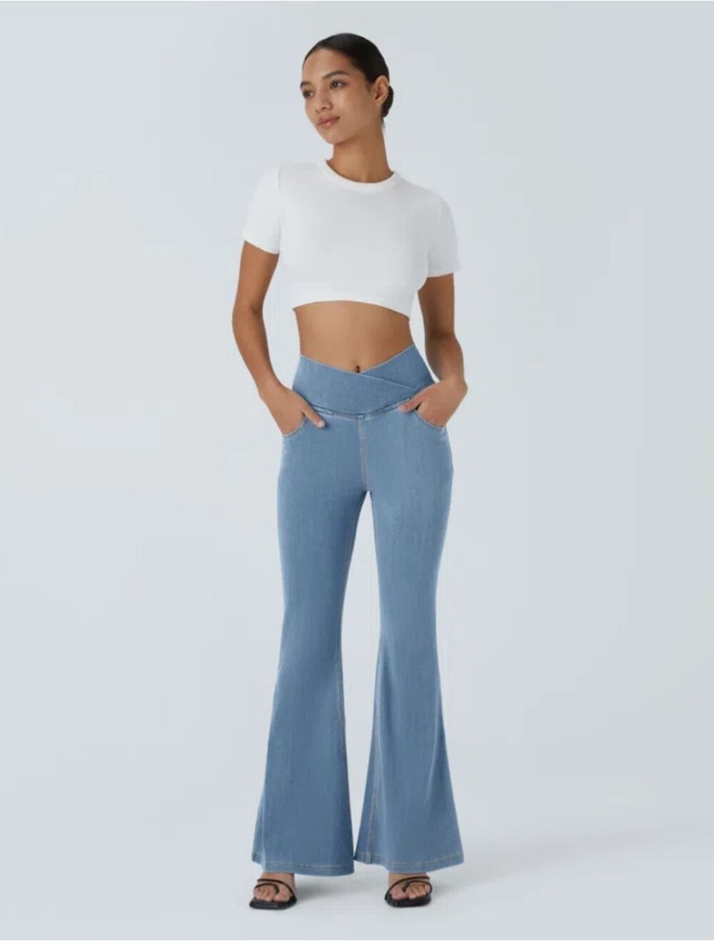 Halara Flex™ High Waisted Crossover Pocket Washed Casual Jeans